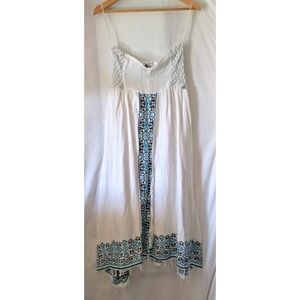 Roxy Women's White Strapless Boho Maxi Dress Size Medium